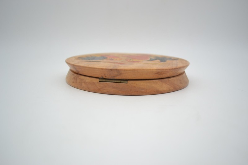 Vintage Wooden Hamburger Press Painted Rooster And Hen 6 3/4 Inches gallery