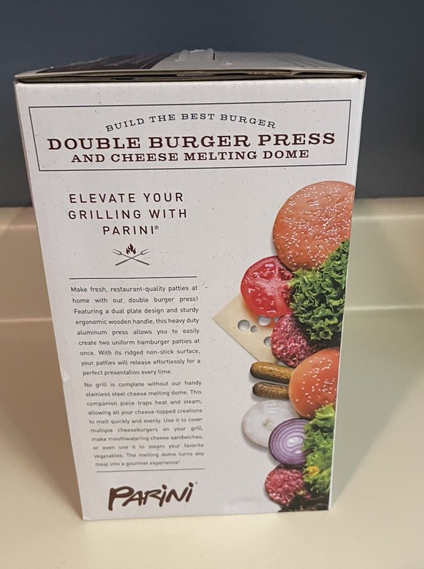 Parini Double Non-Stick Burger Press & Cheese Melting Dome 8.75" NIB gallery