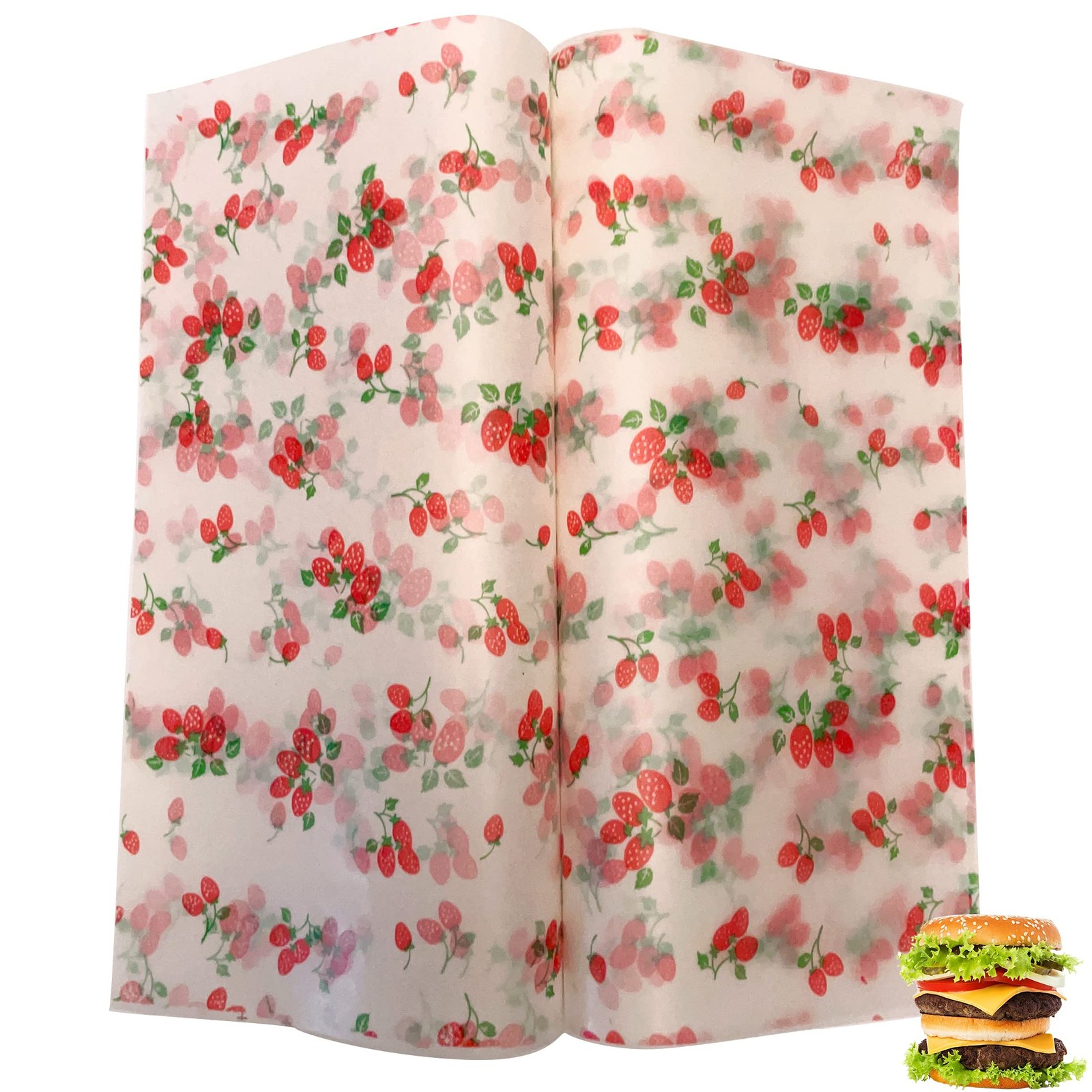 Suiwen 150pcs Summer Strawberry Wax Paper, Food Picnic 25*22, gallery
