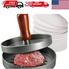 Non-Stick Burger Press with Wooden Handle – Crafts Perfect 4.5″ Patties
