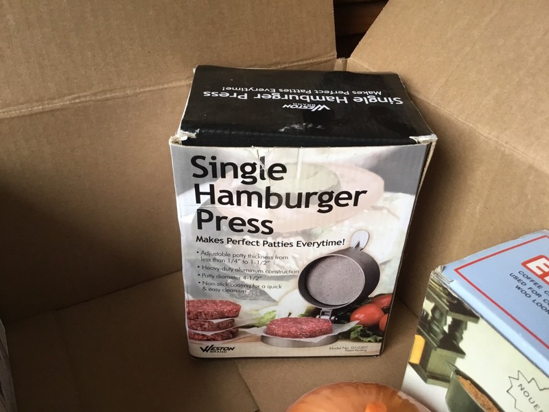 6 KITCHEN GADGETS IN BOXES CHEESE SHREDDER PEROGIE MAKER HAMBURGER PRESS ETC ETC gallery
