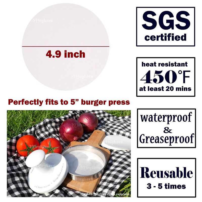 Meykers Wax Patty Paper Sheets for 5 Inches Burger Press - 500 Pack, Round gallery