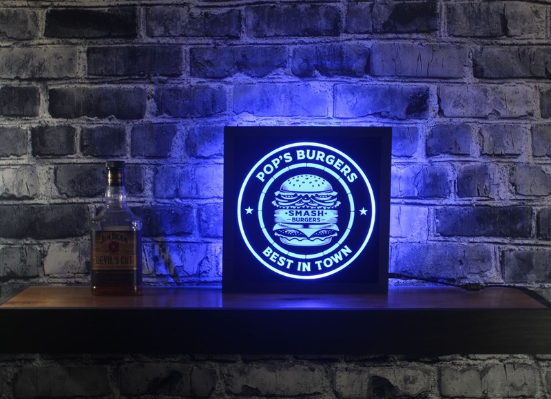 Smash Burger LED Sign Bar Lighted 12x12 Custom Non-Neon Cheeseburger gallery