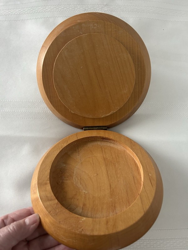 Wooden Hamburger Press Vintage with Rooster Design gallery