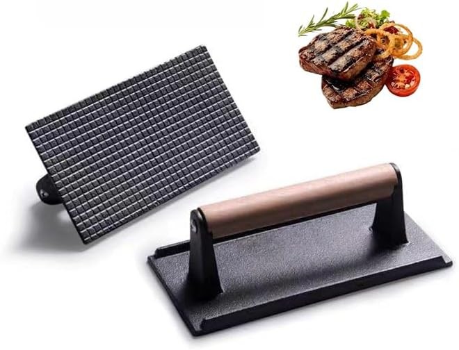 Kitchen Tools 5.7"Cast Iron Smashed Burger Press Round Flat Edge Grill Press gallery
