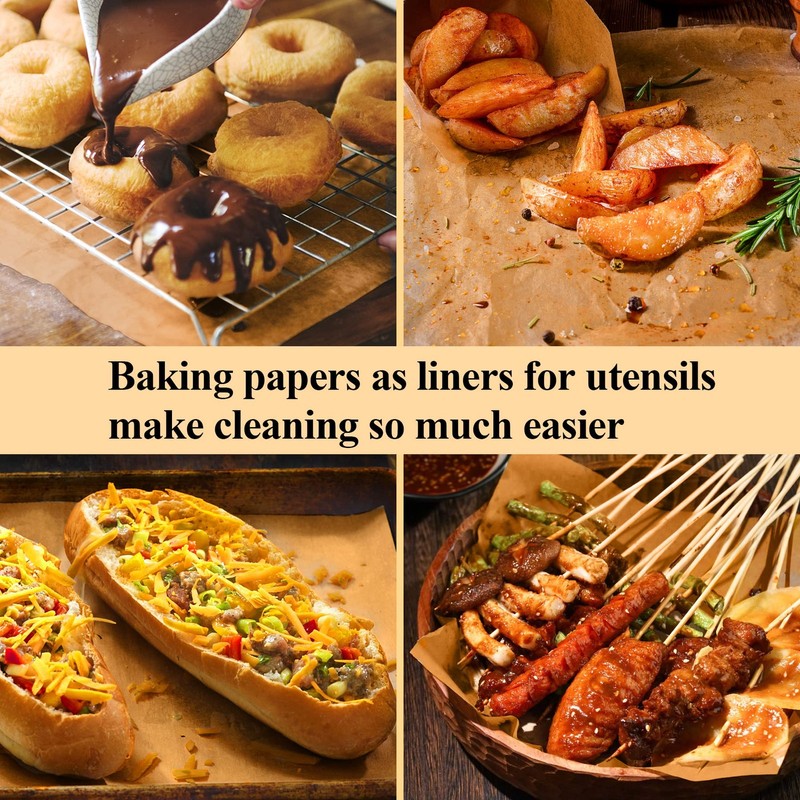 DISSKNIC 100PCS Unbleached Parchment Paper for Air Fryer 9×13in-100ps, Brown gallery