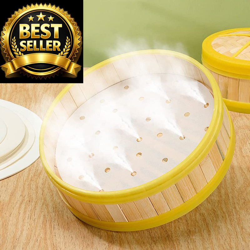 100 PCS Bamboo Steamer Liner, 10" 10 inch x10 x 0.01 inch, ['White'] gallery