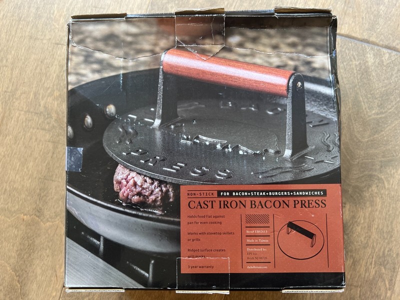 Bellemain Cast Iron Heavy-Duty Non-Stick Bacon Press With Wood Handle 8.75" gallery