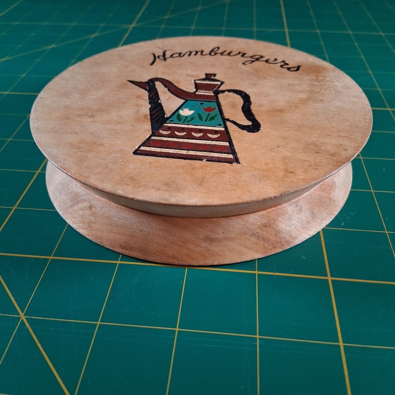 Vintage Wooden HAMBURGER PRESS Hand Painted Art Coffee Tea Chocolate Pot JAPAN gallery