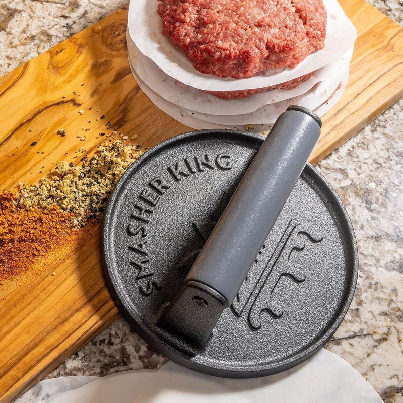 Versatile Cast Iron Burger Smasher – Heavy Duty Tool for Burger and Steak Lovers gallery