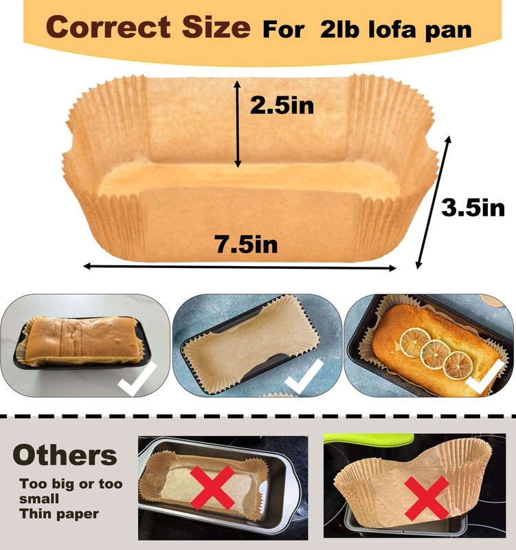 Loaf Pan Liners, Liners for Baking Bread 9x5'' Rectangle, Natural gallery