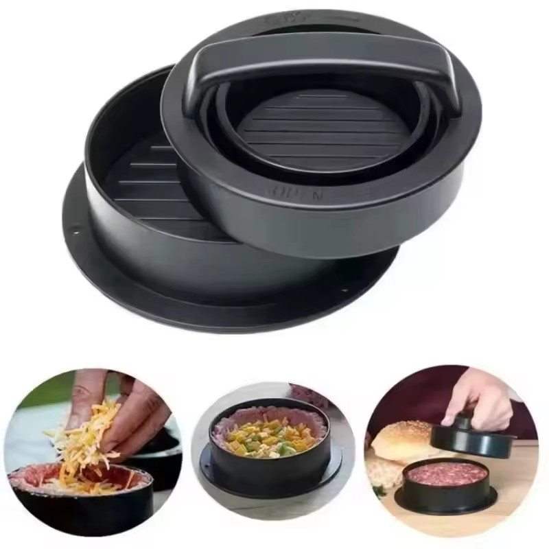 Burger Press 3 in 1 Non-Stick Hamburger Patty Maker Mold BBQ Kitchen Meat Tool gallery