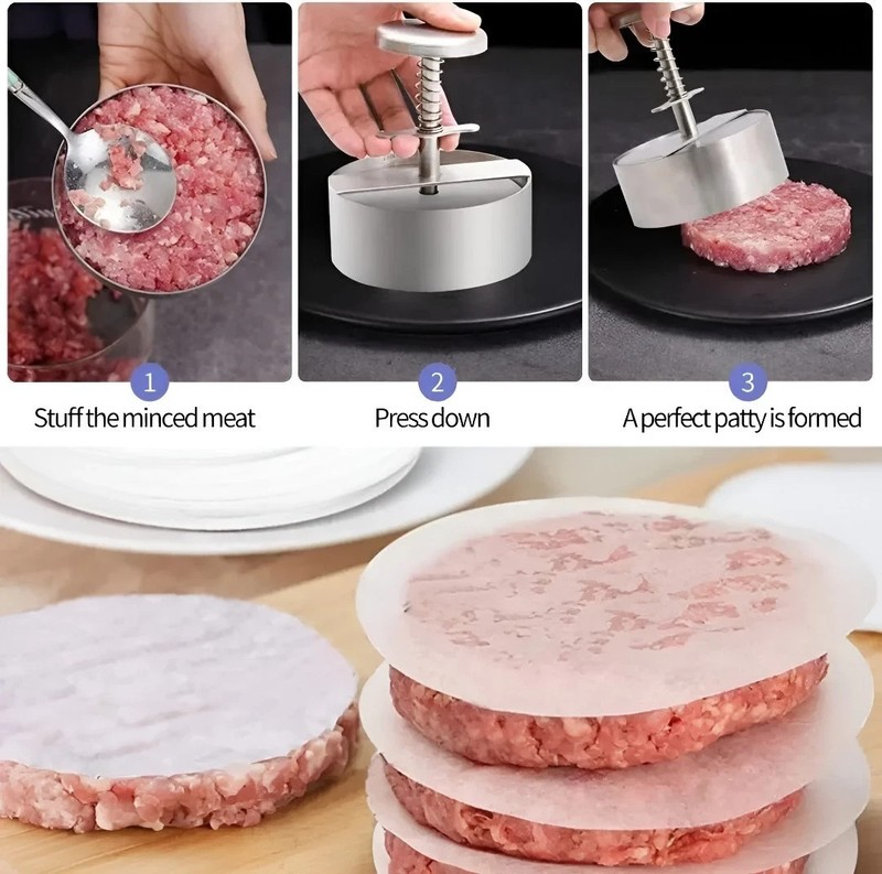Hamburger Meat Press Patty Maker 304 Stainless Steel round Non-Stick Thickness A gallery