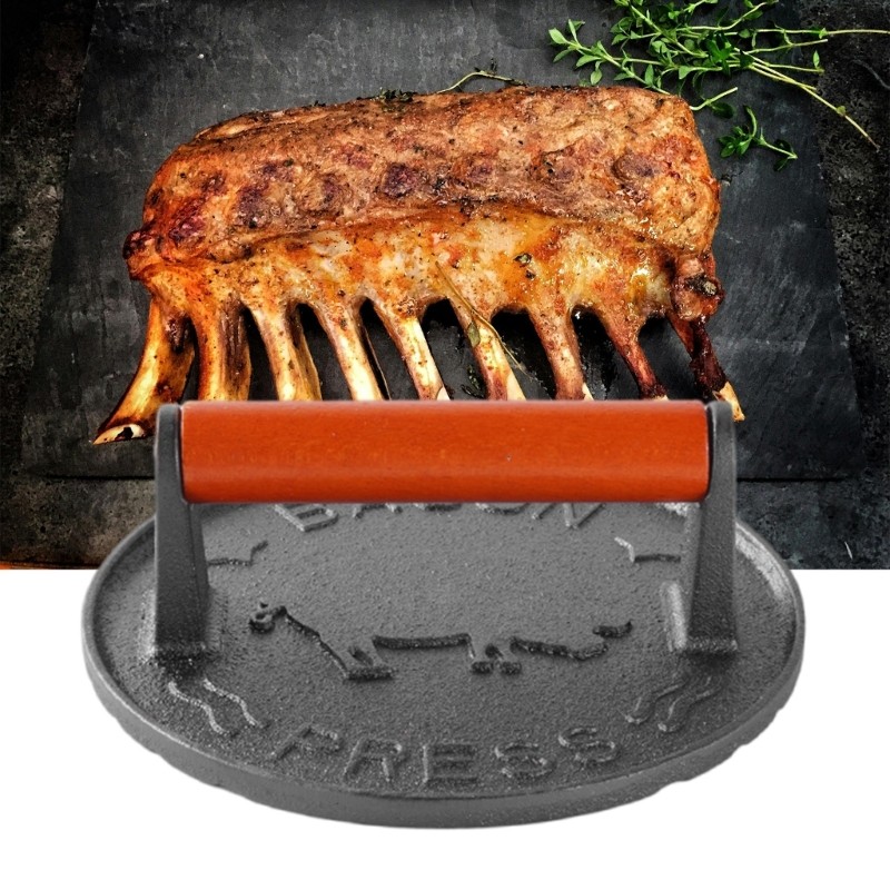 Cast Iron Burger Press Heat Resistant Heavy Duty Patty Maker with Handle gallery