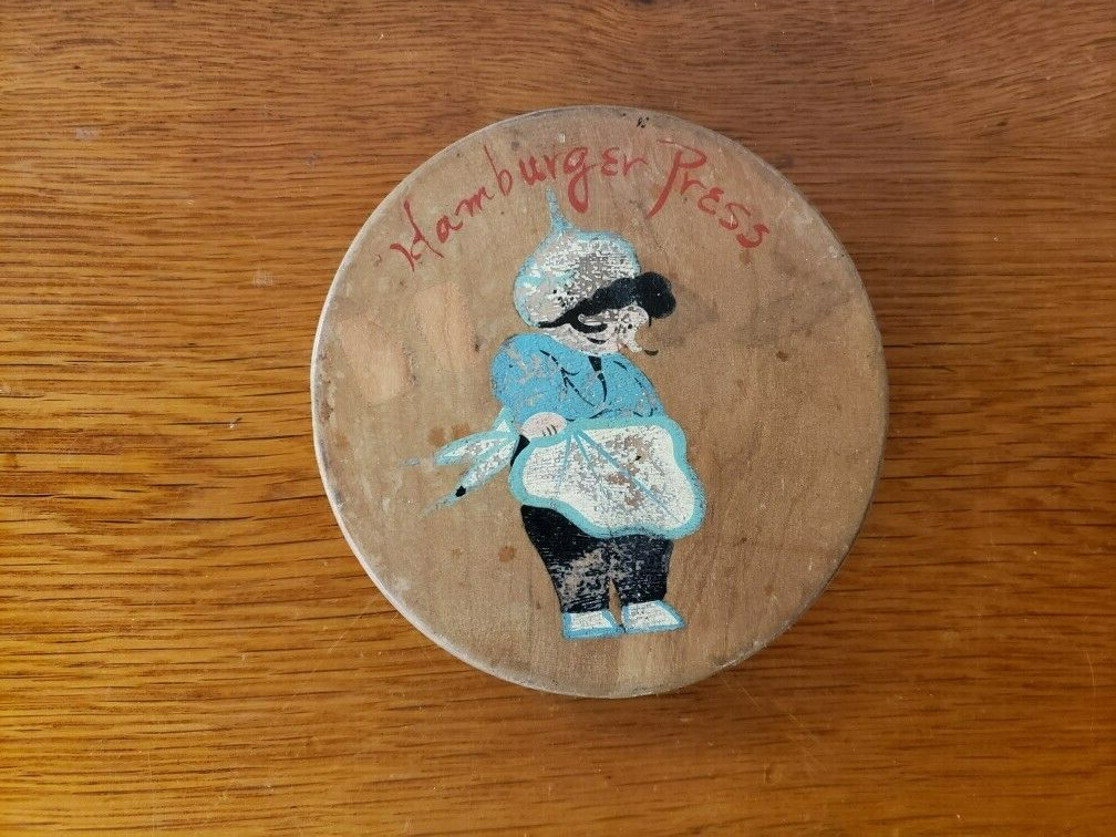 1950's Wooden Hamburger Press, Made in Japan gallery