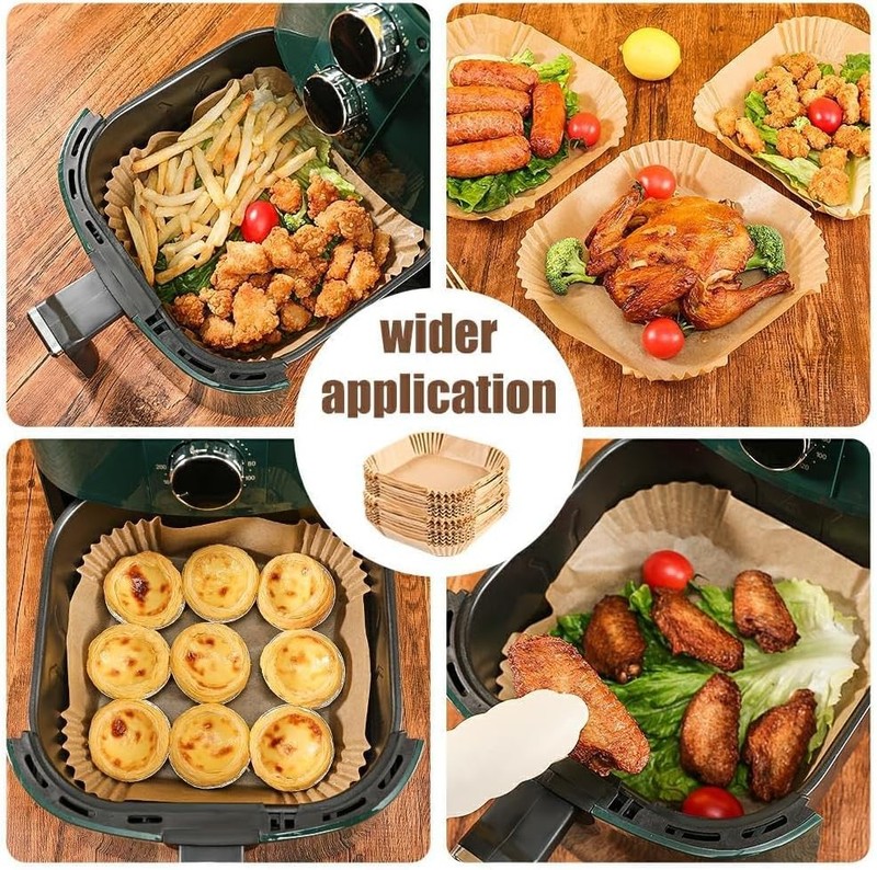 M-bestl 250 Pcs Air Fryer Liners Disposable,Food Grade Rectangle-250pcs, Wood gallery