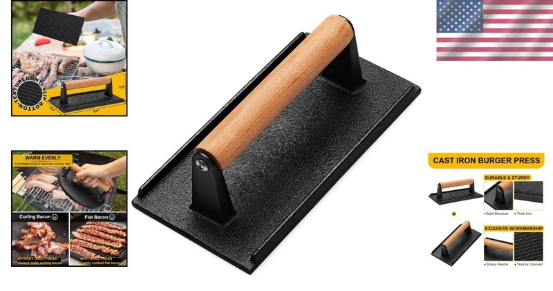 Heavy Duty Smash Burger Press with Wood Handle gallery