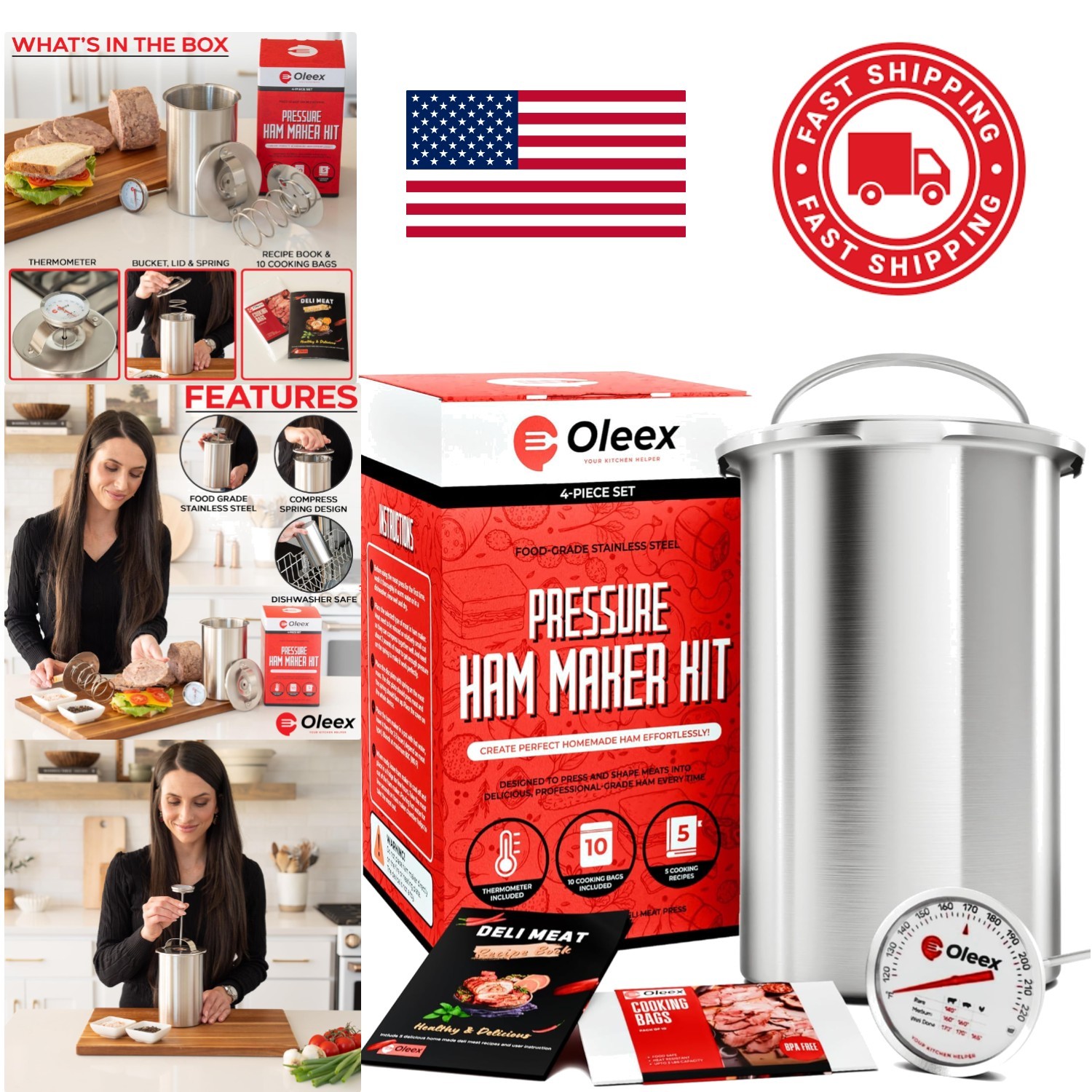 Multipurpose Meat Press with Cooking Thermometer Perfect for Homemade Sandwiches gallery