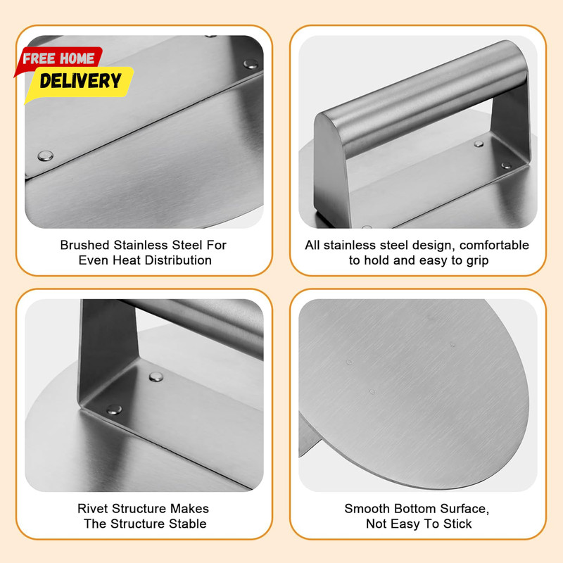 Stainless Steel Burger Press 6.2" round Smash Burger Press- Pro Non-Stick Burger gallery