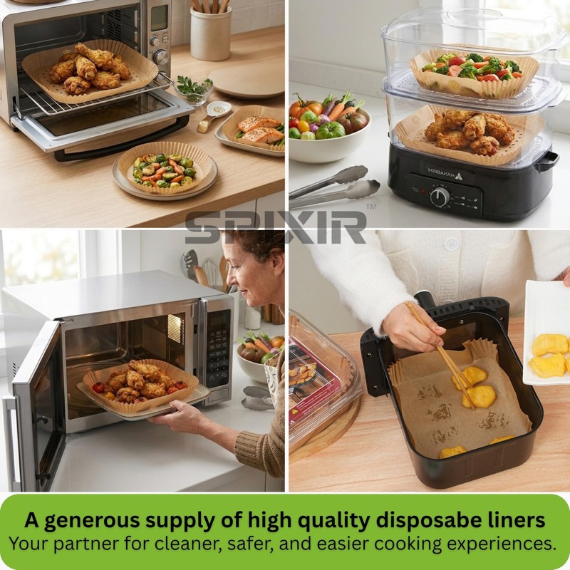 Air Fryer Liners Disposable, 125Pcs Paper Liners, 8"Square, Brown gallery
