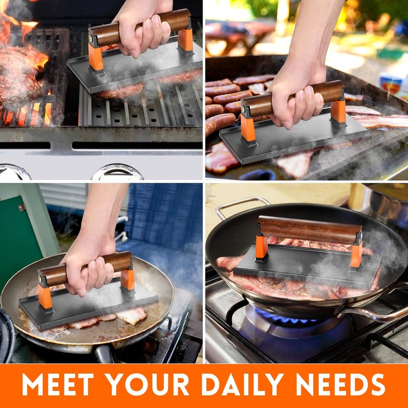 Bacon Press for Griddle Cast Iron Smash Burger for Hamburger Steak Sandwiches gallery