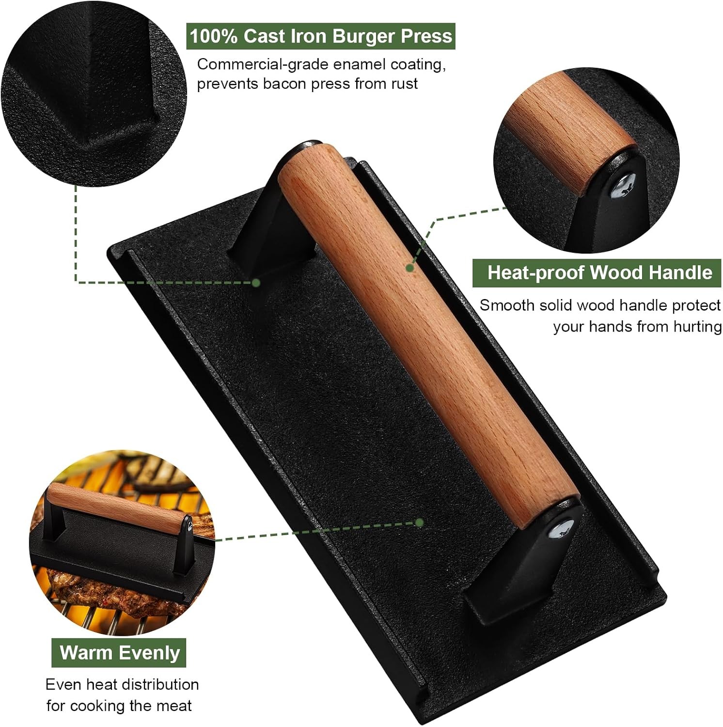 Cast Iron Burger Press for Griddle Cooking gallery