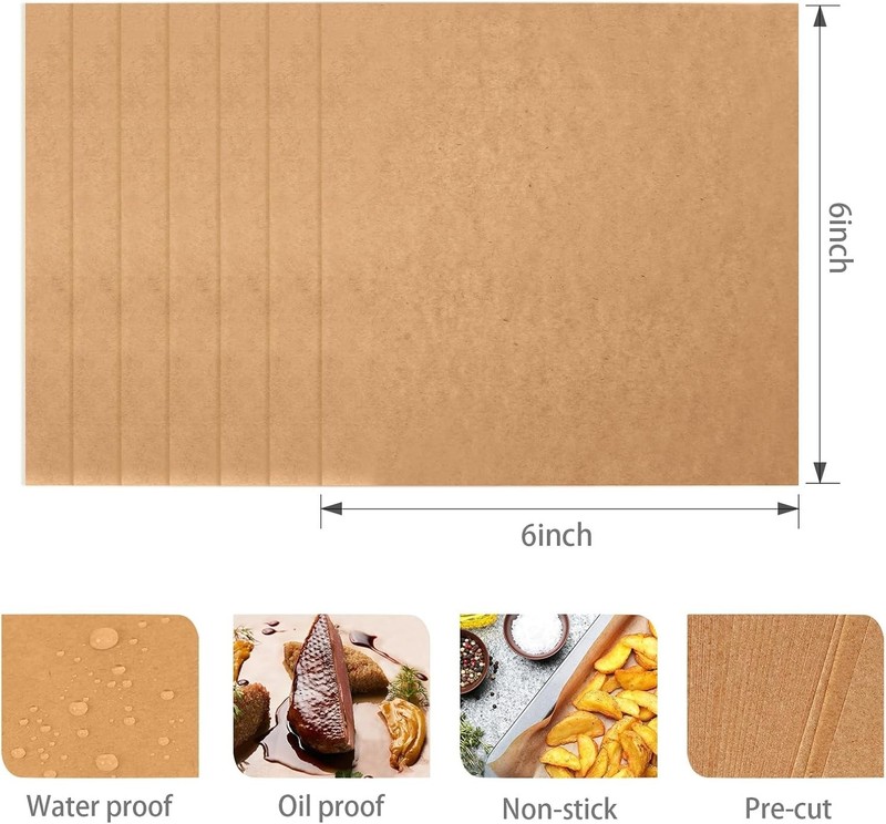 200 Count 6x6 Inch Unbleached Hamburger Patty Paper - Non-Stick Parchment Sheets gallery