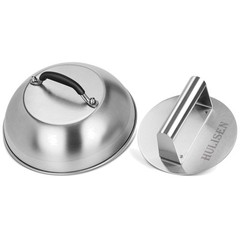 Stainless Steel Cheese Melting Dome & Burger Press Combo