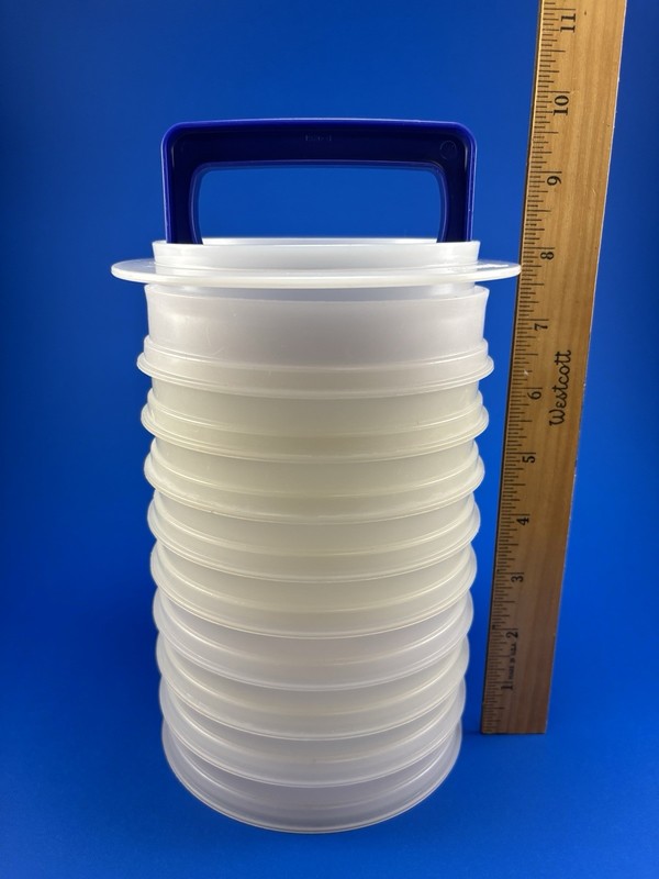 Vintage Tupperware 1/3 lb Hamburger Press #1926, Ring & 9 Keepers Lot - No Lid gallery