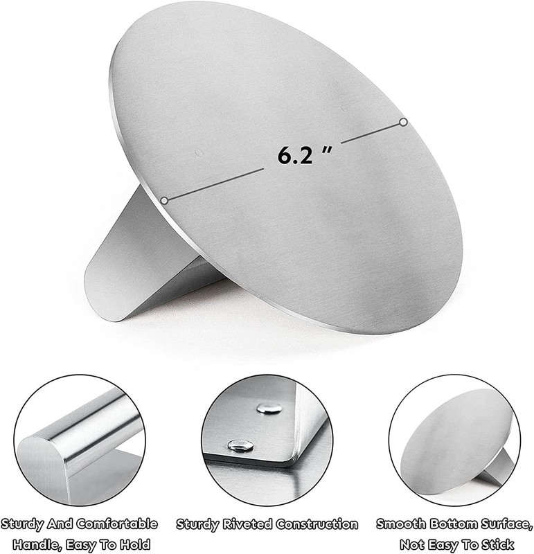 HULISEN Stainless Steel Burger Press, 6.2 Inch round Burger Smasher, Professiona gallery
