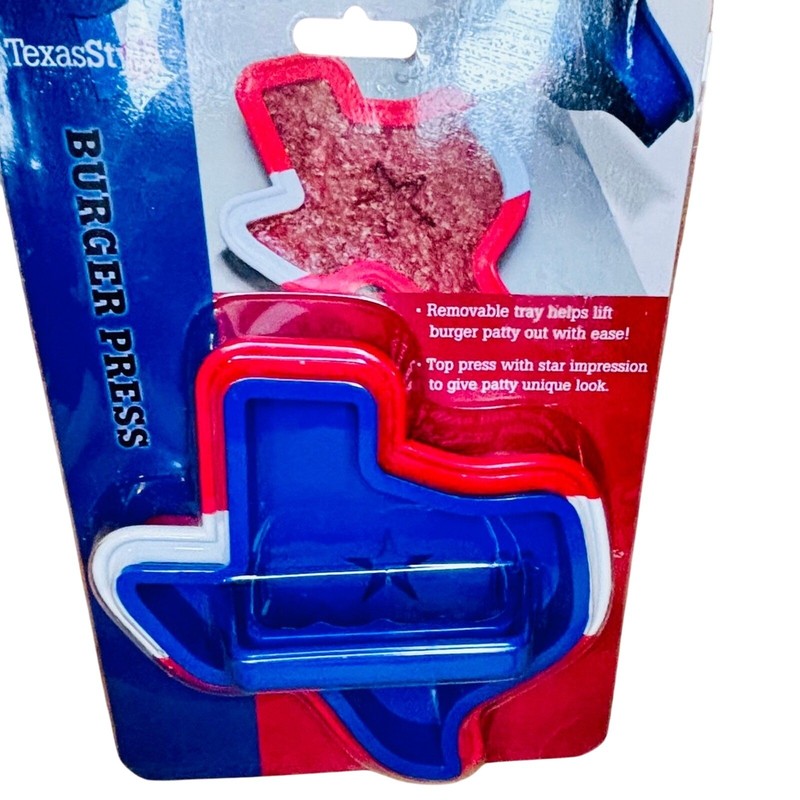 TexasStyle Burger Press OS Red White Blue New Texas Shaped Patty Maker NWT gallery