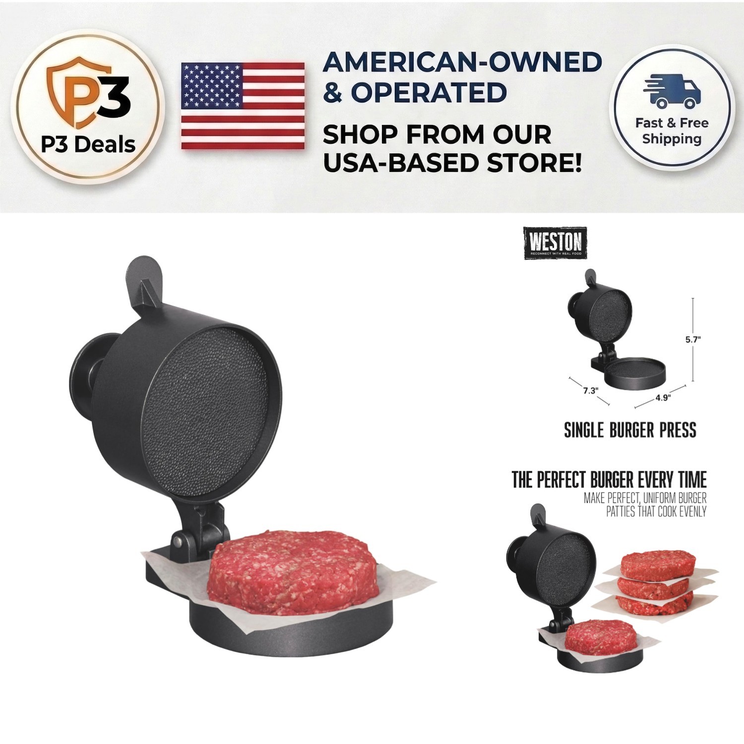 Effortless Patty Maker with Non-Stick Coating – Ideal for 1/4lb to 3/4lb Patties gallery