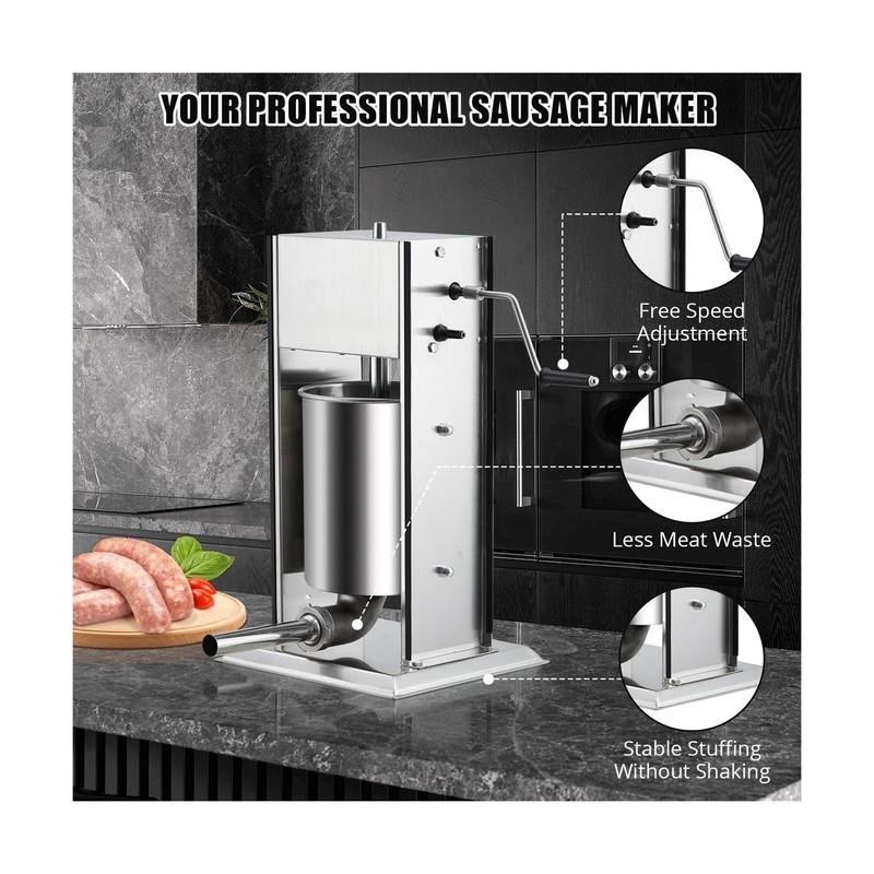 10L Manual Sausage Stuffer, Stainless Steel Vertical Sausage Maker Vertical M... gallery