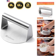 Stainless Steel Burger Press, 5.5 Inch Round Smasher,Non-Stick Smooth Hamburg…