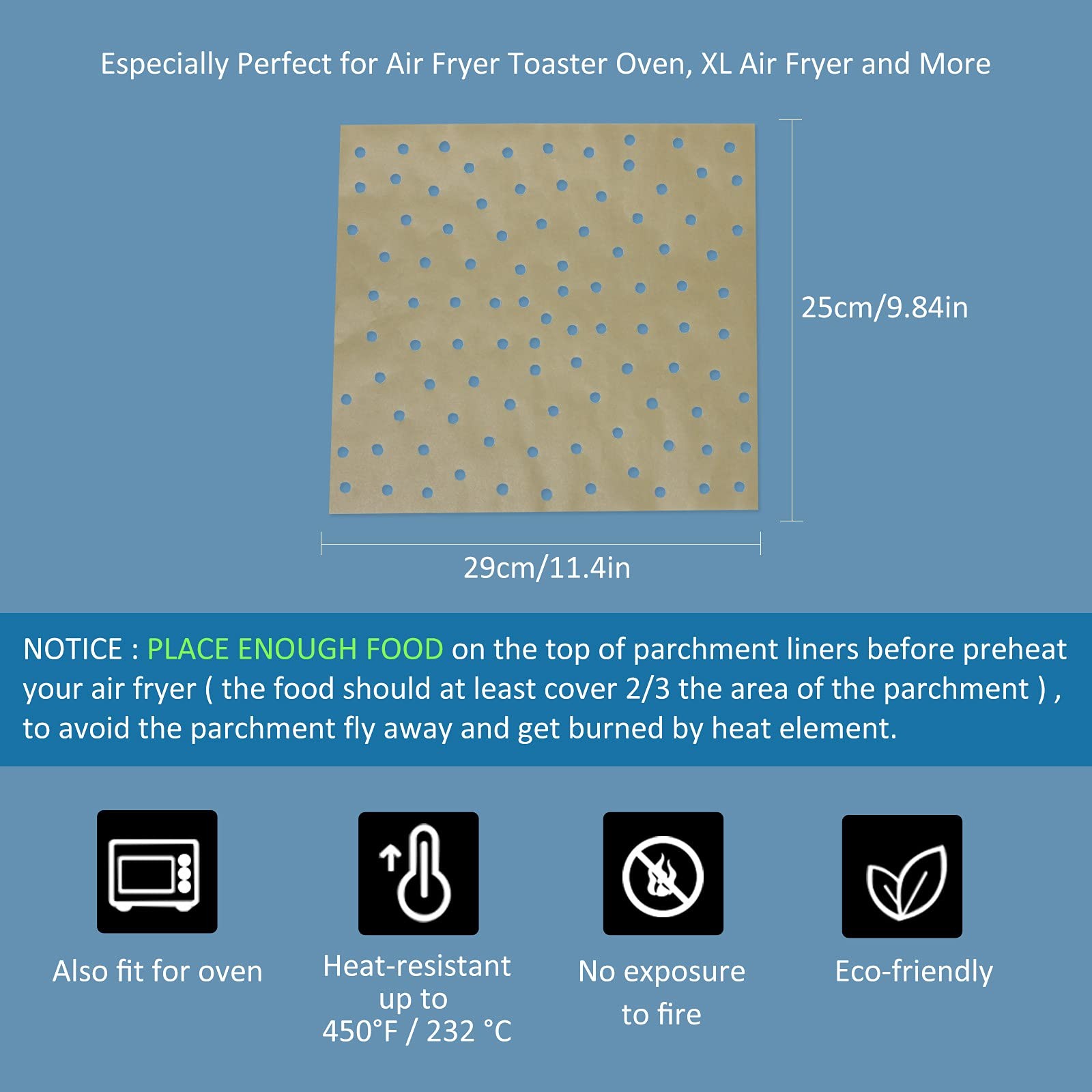 Air Fryer Oven Liners, 11.5 x 10 inches Non-Stick x 10 inches, Brown gallery