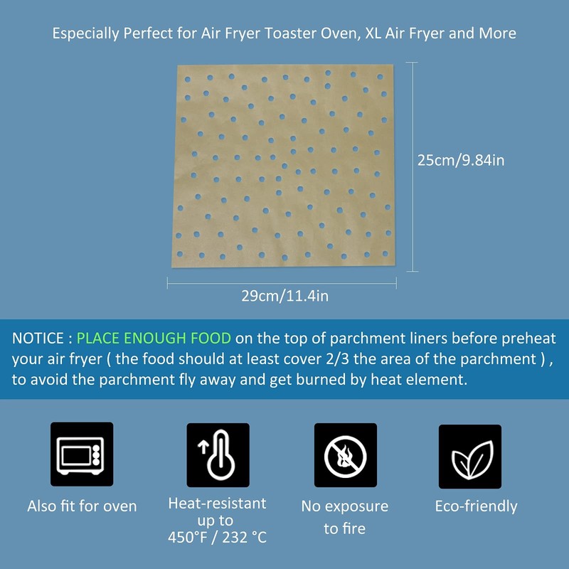 Air Fryer Oven Liners, 11.5 x 10 inches Non-Stick x 10 inches, Brown gallery