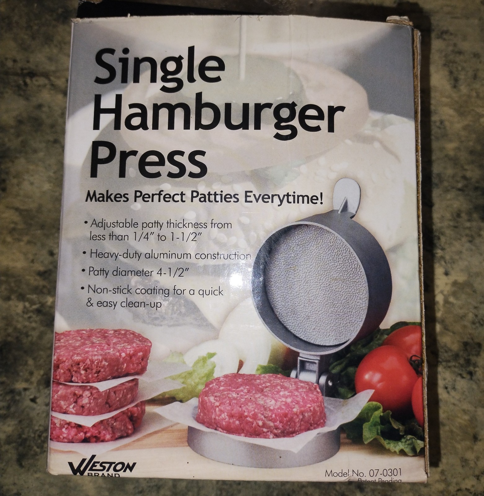 Weston Burger Hamburger Press Adjustable Thickness 4 1/2" Patties 1/4lb to 3/4lb gallery