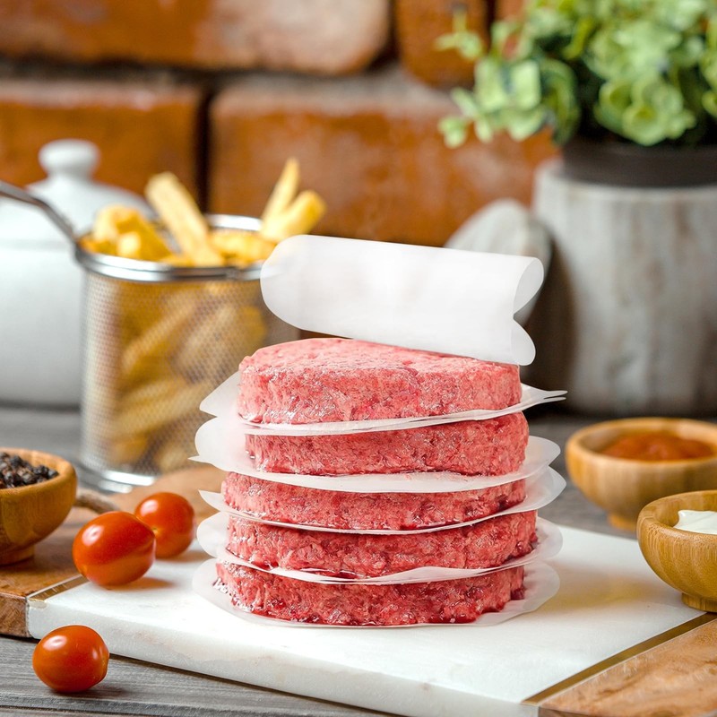 GWHOLE 500pcs Wax Paper Non-Stick Hamburger Patty Food Round, 4.3 inch gallery
