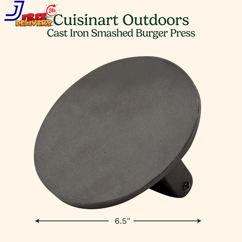 6.5" Cast Iron Smashed Burger Press Juicy and Crispy Burgers for Bbqs Cookouts gallery