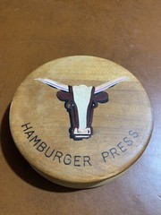 Vintage Hardwood Maple Hamburger Press/Texas Longhorn/Beef/Kitchen