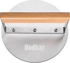 Smash Burger Press Stainless Steel 6 Inch round Hamburger Press with Wood Handle