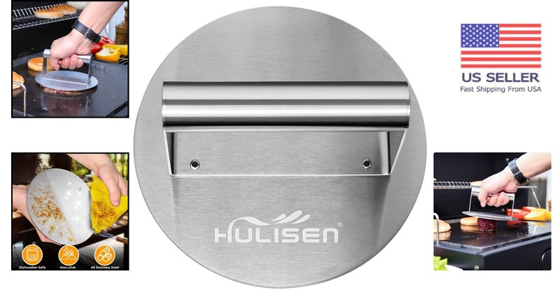 Professional 6.2-Inch Stainless Steel Burger Press for Perfectly Grilled Patties gallery