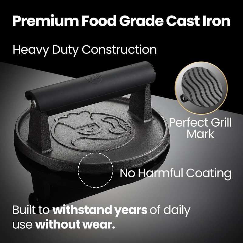 Smash Burger Press for Griddle, 5-Year Warranty, 2 lb Heavy Duty Burger Smash... gallery