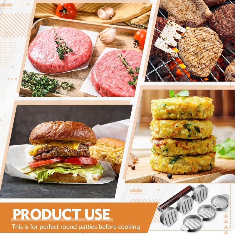 Teenyyou Mini Burger Press (Three 2.64-inch Molds) Small Meat Patty Maker Rou... gallery