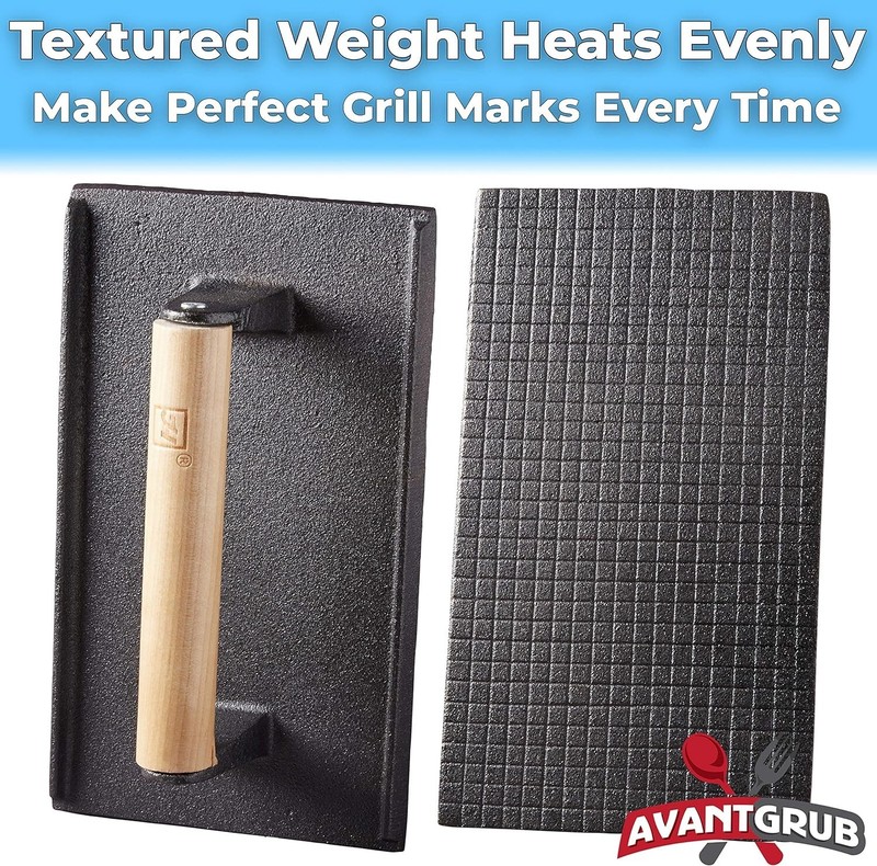 Cast Iron Grill Weight - Cook Food from Both Sides - Commercial Grade Utensil gallery