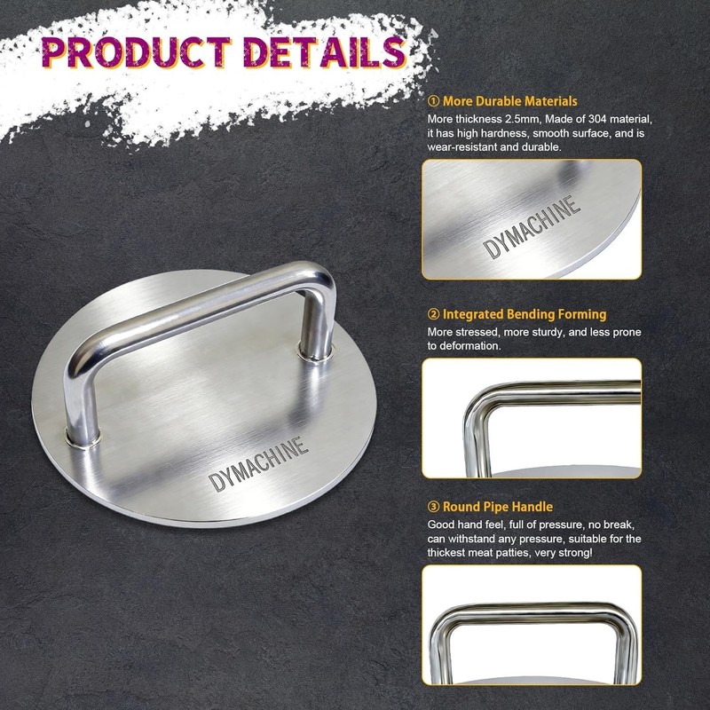 Professional Grade 7-Inch Burger Press - Non-Stick, Heavy Duty Stainless Steel gallery