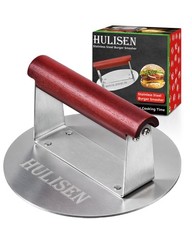 6.2 Inch Stainless Steel Smash Burger Press Wood Handle Flat Top Griddle Grill