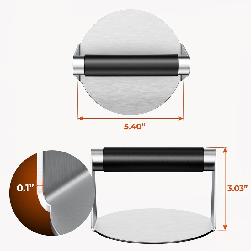 Smash Burger Press, Hamburger Smasher Tool for Griddle, Stainless Black gallery