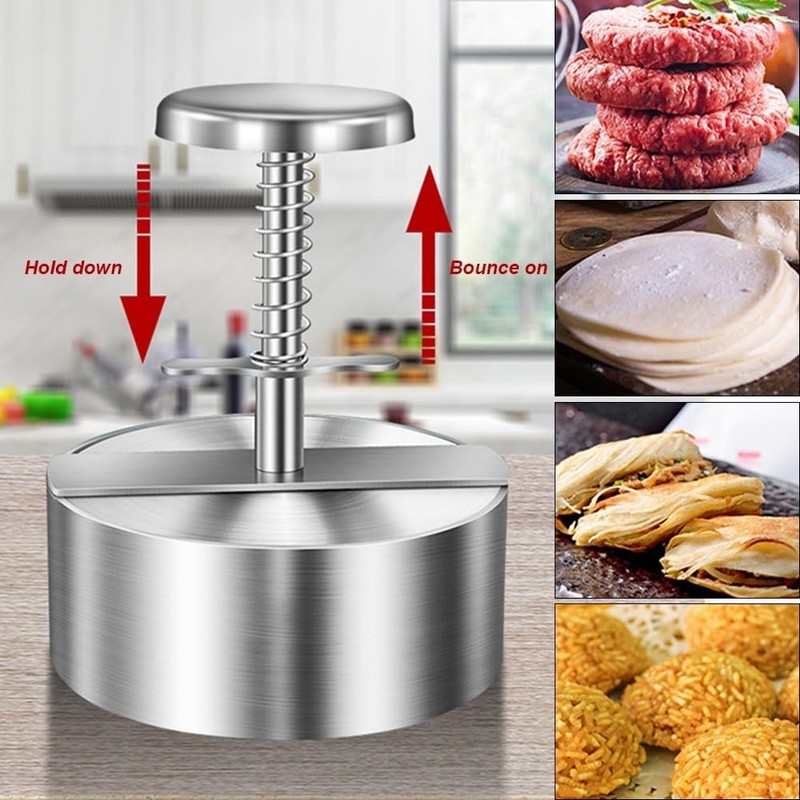 304 Stainless Steel Burger Press 4.5" Hamburger Press Patty Maker W/ Non-Stick gallery