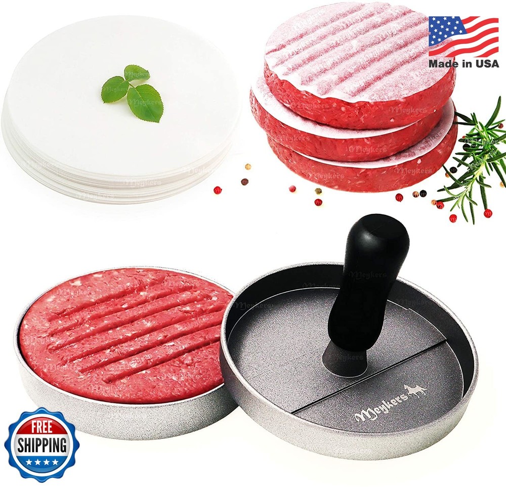 Meykers Burger Press 100 Patty Papers Set | Non-Stick Hamburger Press Patty Make